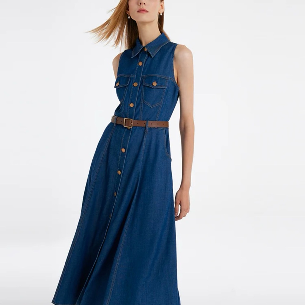 Goelia denim dress w belt - Picture 5 of 16